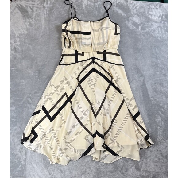 Banana Republic Women's Size 8 Cream Black Plaid Midi Dress Strappy V-Neck - Picture 7 of 7